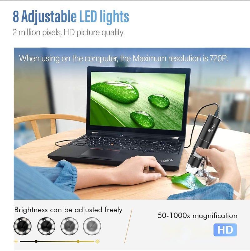 Skybasic Wireless Digital Microscope, Skybasic 50X-1000X Magnification WiFi Portable Handheld Microscopes with Adjustable Stand HD USB Microscope Camera Compatible with iPhone Android iPad Windows Mac Computer - Image 3